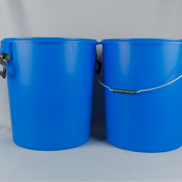 30 Litre Blue UN Approved Plastic Pail with Lever Ring Closure and Black Lid