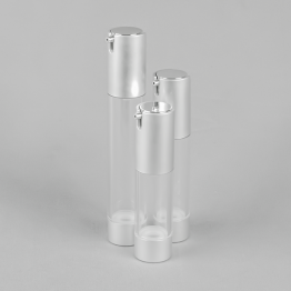 Round Clear Airless Bottle - Complete with Silver Pump (SCREW ON)