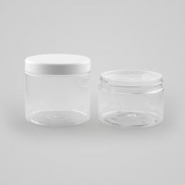 Clear PET Screw Top Shallow Plastic Jar - 100mm NECK 