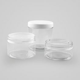 Clear PET Screw Top Shallow Plastic Jar - 89mm NECK 
