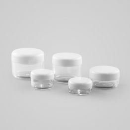 Clear Screwtop Jar - Polystyrene Complete with White Lid