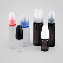 iNiTiAL - Short Fill Tamper Evident PET Plastic Dropper Bottle with HINGE FLIP TIP