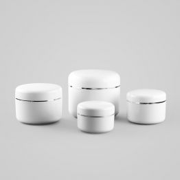 White Screwtop Jar - Polypropylene Complete with Inner Seal and White/Silver Polypropylene Lid